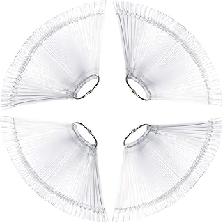 GOGOONLY 200 pcs Clear Tips Fan-shaped Nail Art Display Chart Acrylic False Tips Practice Tool - 200 Tips in Total - BH000472