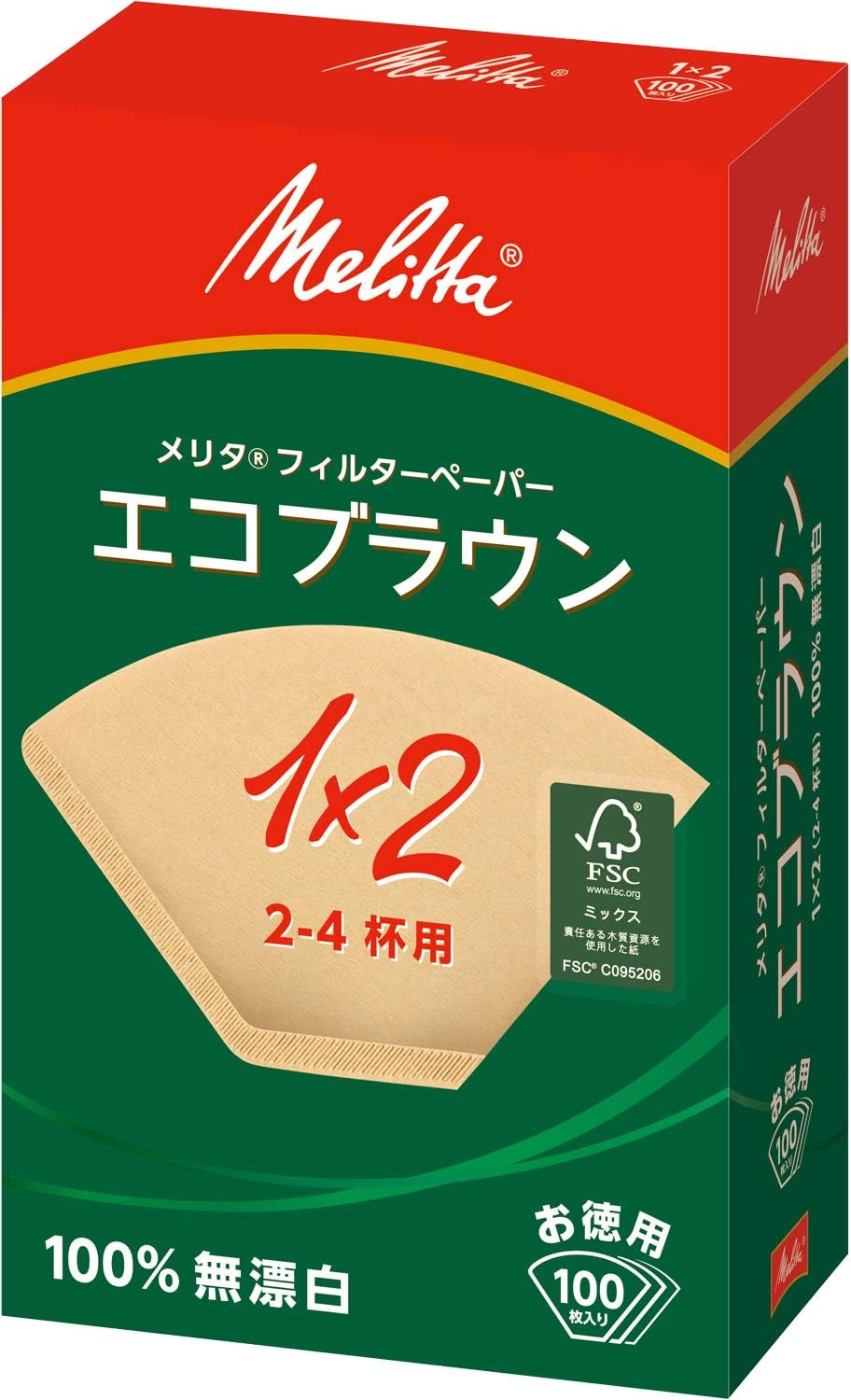 Amazon.co.jp Melitta (メリタ) コーヒーフィルター エコブラウン 1×2G 24杯用 100枚入り コーヒーに