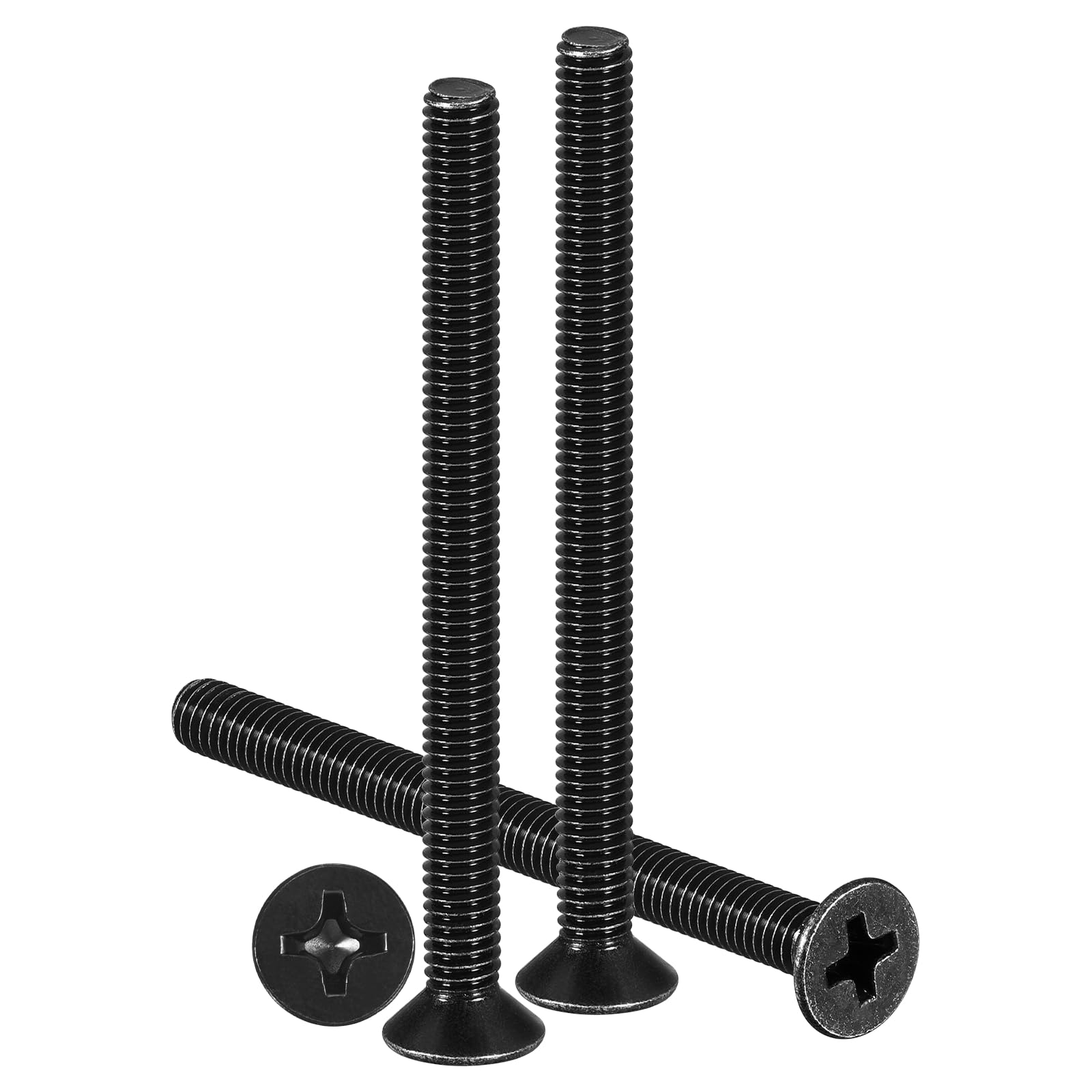METALLIXITY Phillips Flat Head Machine Screws Bolts (M3-0.5x35) 50Pcs, Stainless Steel 304 Countersunk Cross Screws - for Household Indoor Maintenance Installment DIY, Black