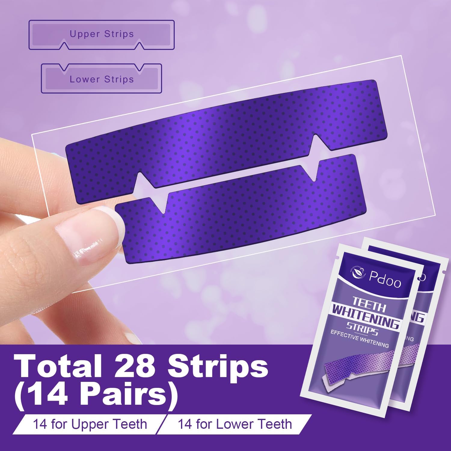 Purple Teeth Whitening Strips - 28 Teeth Whitener Strips (14 Uses) | Purple Color-Correcting Gel Technology | Teeth Whitening Kit for Sensitive Teeth | Enamel Safe, Peroxide-Free for a Brighter Smile