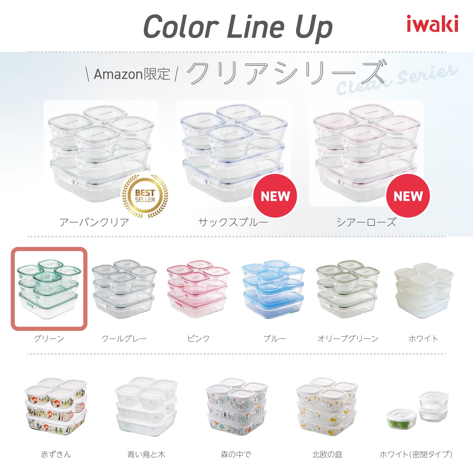 Amazon｜iwaki(イワキ) 耐熱ガラス 保存容器 グリーン 5個セット