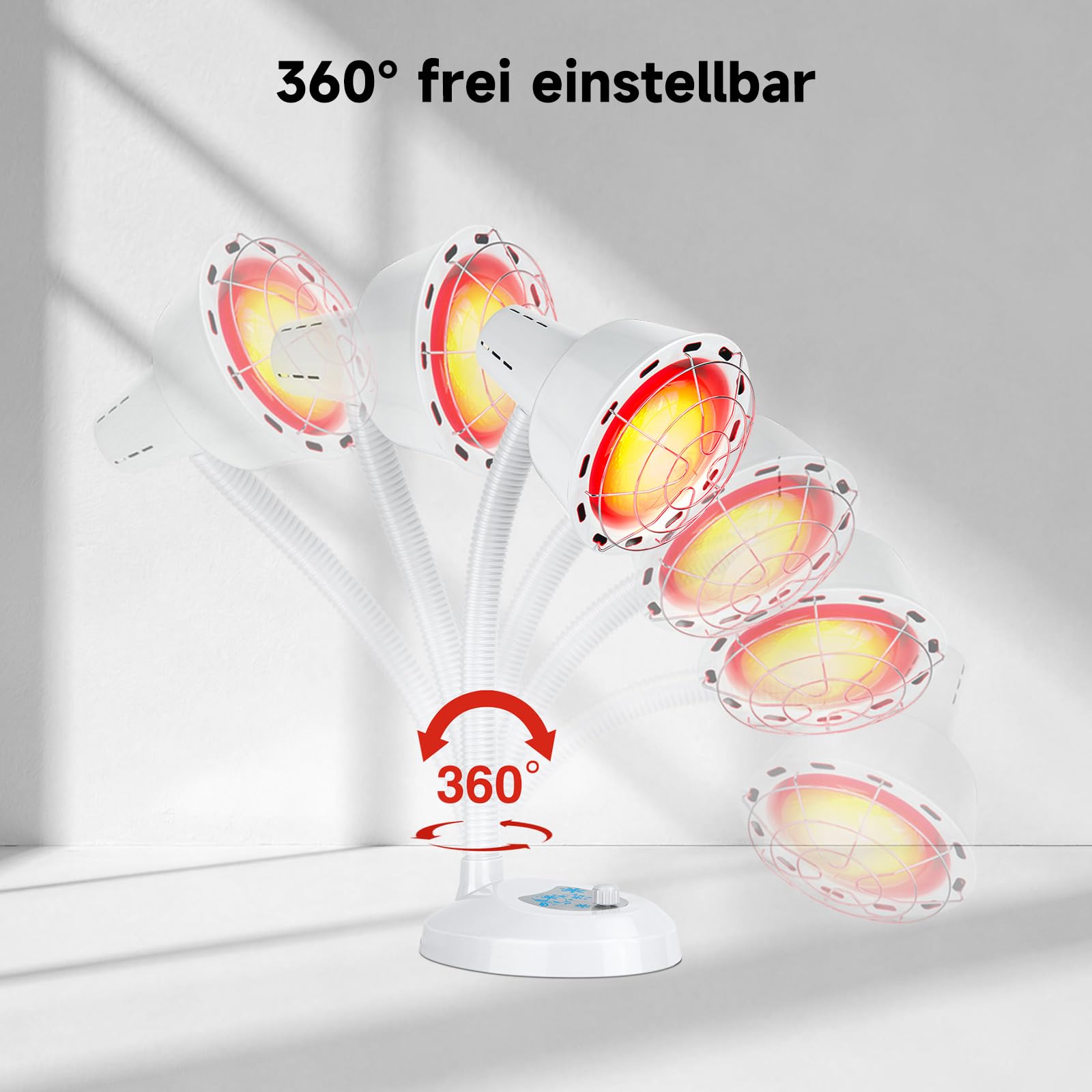 275W Rotlicht-Heizlampe, Tisch-Heizlampe, 360°-flexibler Schwanenhals Mit Schutzgitter, Ausgestattet Mit Stufenlosem Drehregler Zur Temperaturregelung, Ideal Für Die Entspannung Zu Hause