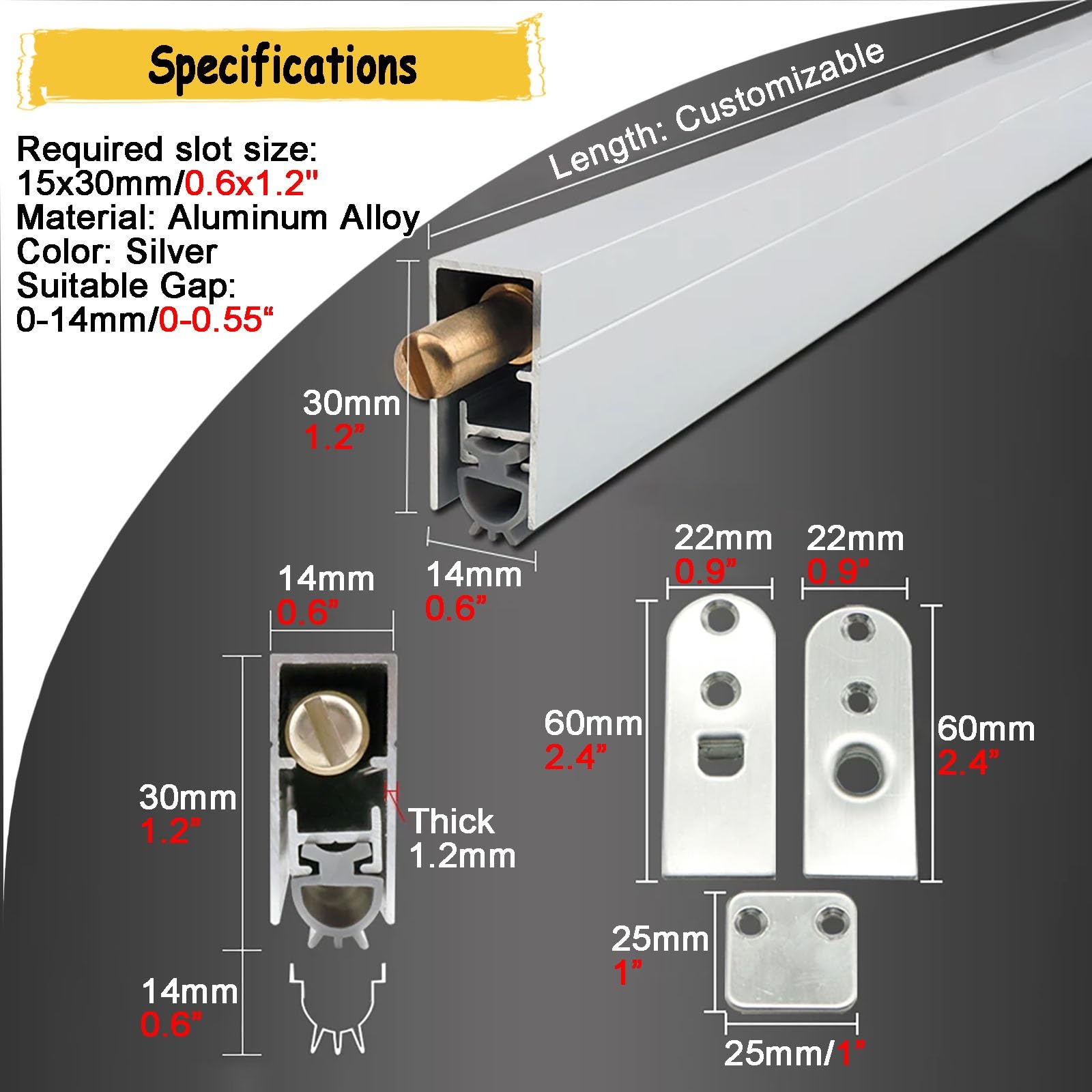 30-150 Cm Guarnizione Porta Con Paraspifferi Automatico Regolabile