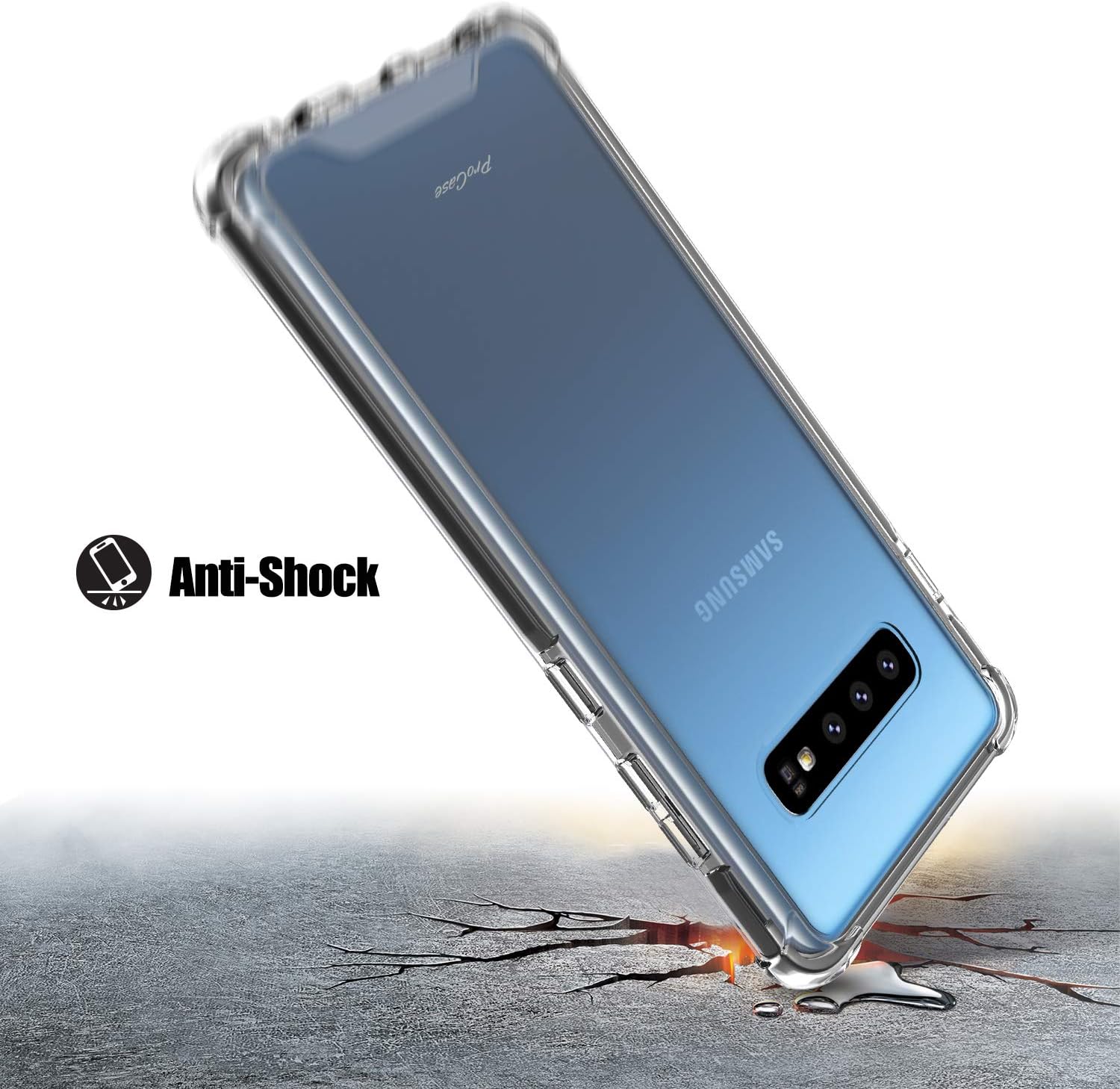 ProCase Galaxy S10 Case Clear, Slim Hybrid Crystal Clear TPU Bumper Cushion Cover with Reinforced Corners, Transparent Scratch Resistant Rugged Cover Protective Case for Galaxy S10 2019 –Black Frame