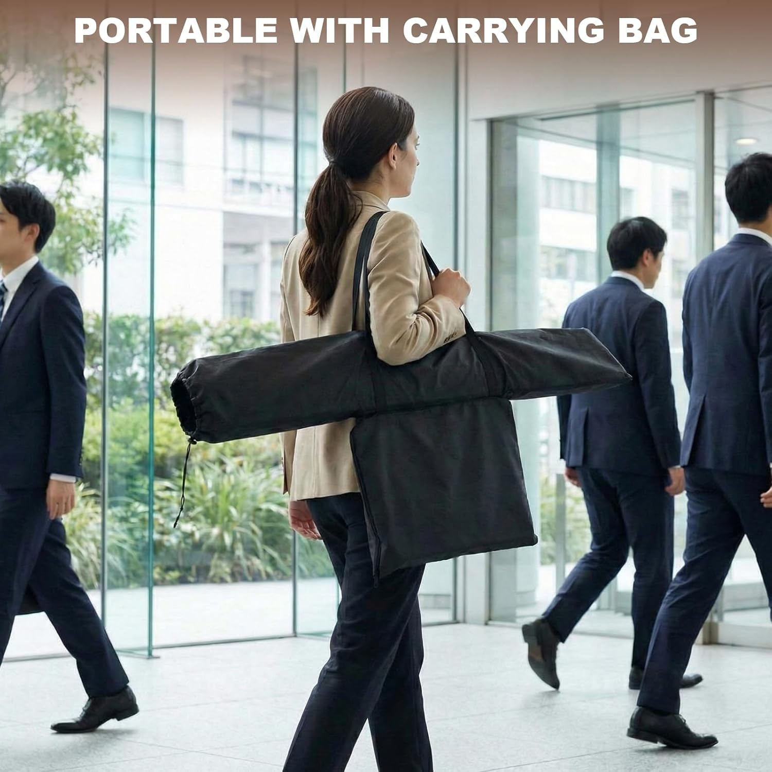 Portable Folding Lectern Podium Stand with Carrying Bag 47" Tall Angled Top Metal & Wood Mobile Floor Standing Podium Desk for Church Wedding Speech Officiant Speaker Pastor