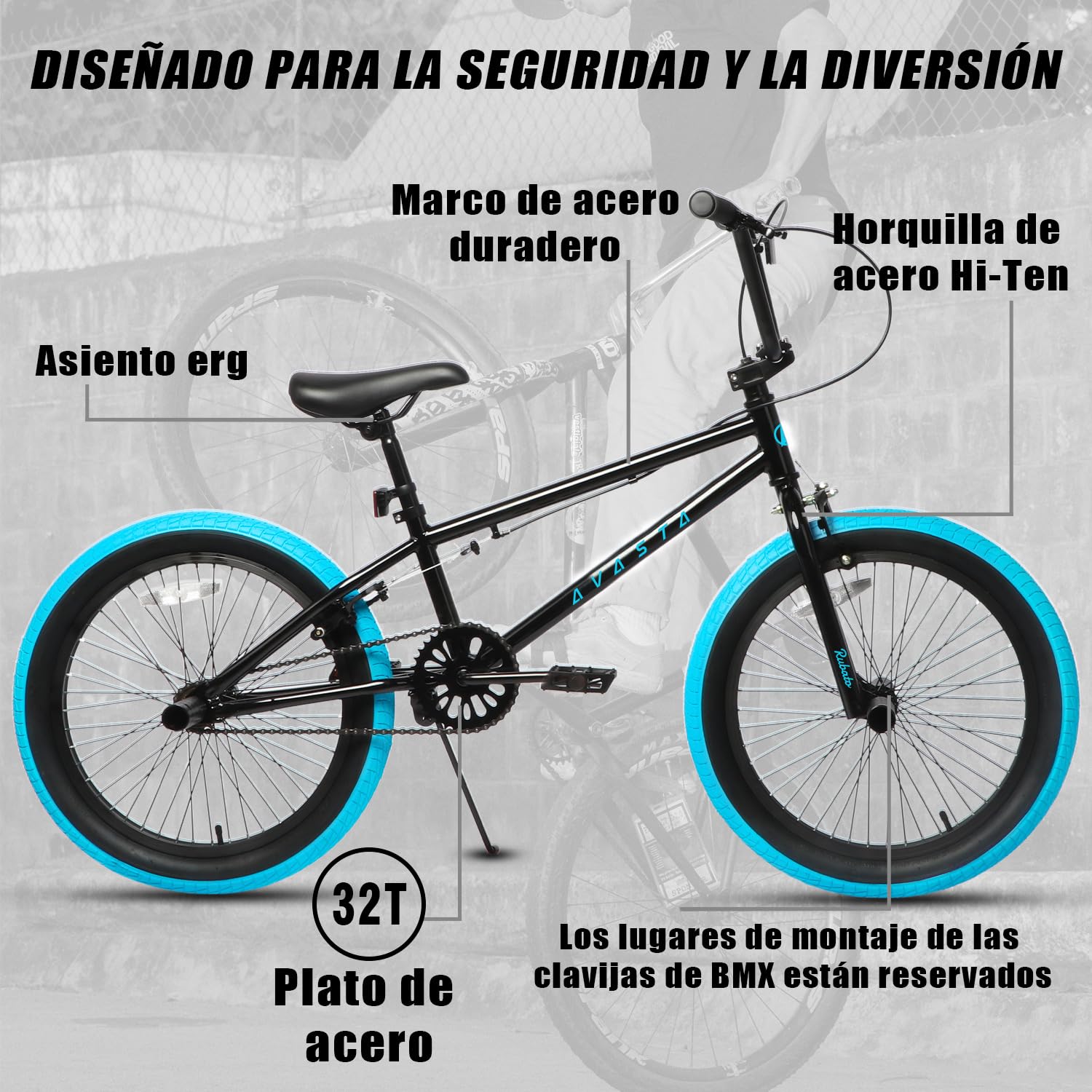 AVASTA Freestyle BMX Bike Kids Bicicleta para niños a Partir de 5 años y Nivel Principiante