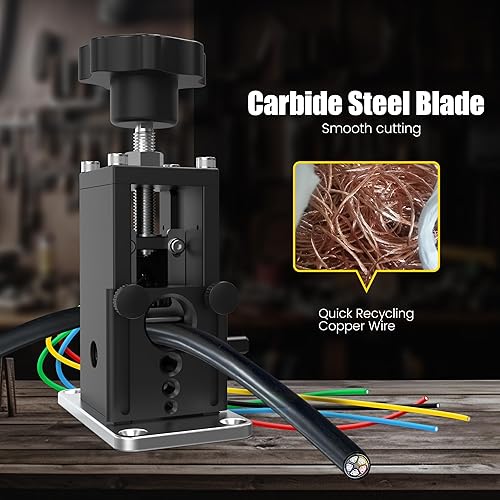 Miniatura 4 de Máquina pelacables mejorada con taladro, pelado de alambre de calibre 18 a 250 MCM, herramienta de reciclaje de alambre de cobre de chatarra de