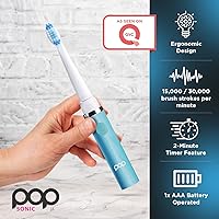 Vista 78 de Cepillo de dientes eléctrico Pop Sonic (plata metálica) – Cepillos de dientes de viaje con batería AAA Cepillos de dientes eléctricos para niños