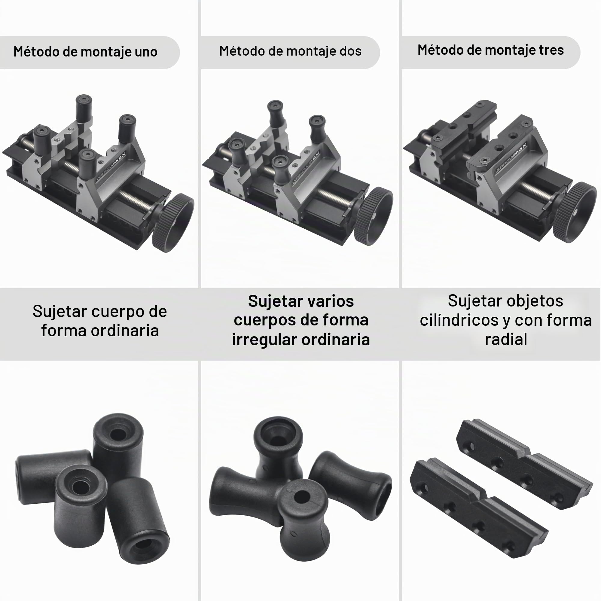 Tornillo de banco dual de AM ARROWMAX - Aleación de aluminio aeroespacial mecanizado CNC, mejora precisión y estabilidad