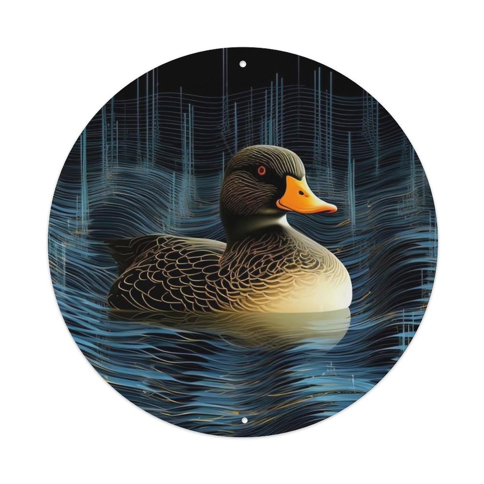 Animal Artwork The Duck in The Dark Metal Tin Sign