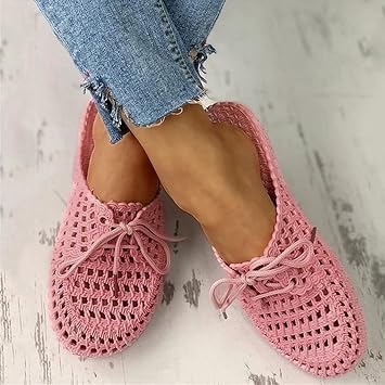Women Sandals Slip-On Breathable Mesh Shoes Comfort Garden Slippers Shoes Hollow Out Flat Heel Slide Sandals Summer Mules Closed Toe Beach Shoes,Pink,US5/EU36