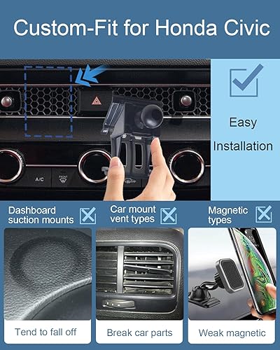 Miniatura 2 de oricarmes Honda Civic Soporte de teléfono Honda Civic para Honda Civic 2024 2023, accesorios personalizados para Civic 2024 2023 2022 compatible con