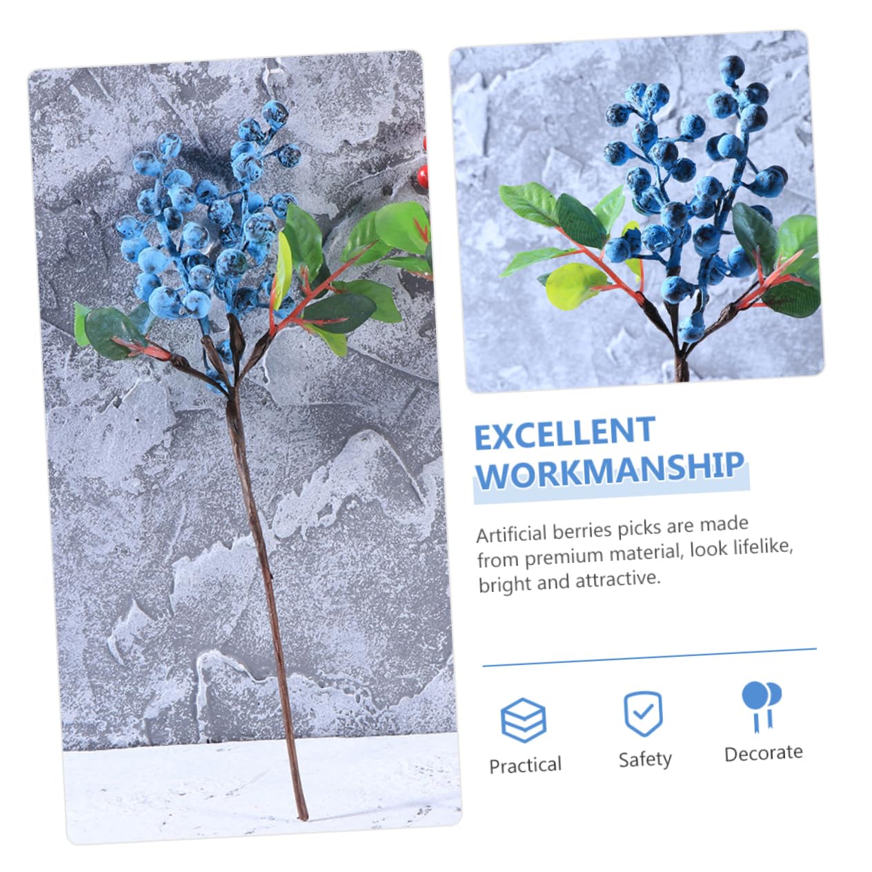 DECHOUS 20piezas Artificiales De Acebo para Decoración Navideña Ramas De Falsa para Adornos De Árbol De Navidad y Manualidades