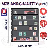 Vista 2 de 30 piezas de suministros para coleccionar sellos hojas de álbum con fundas estándar de 9 agujeros (6 filas)