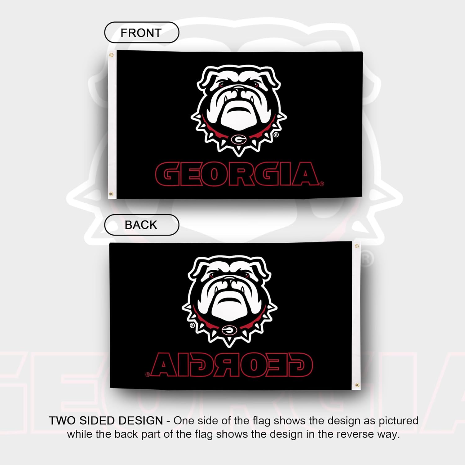 Desert Cactus University of Georgia Flag Bulldogs UGA Dawgs Banners 100% Polyester Indoor Outdoor 3x5 feet Flags (Design 4) - Image 2