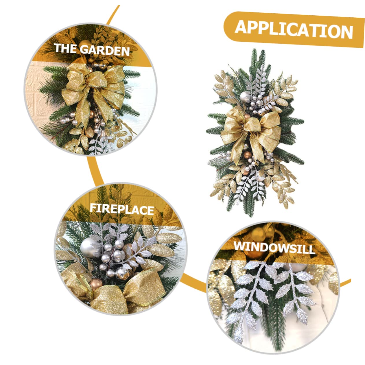 Ciieeo Xmas Teardrop Swag Christmas Stair Railing Decor Warm Holiday Wreath for Front Door Wall Window and Home Decoration for Festive Gatherings and Welcoming Cheer