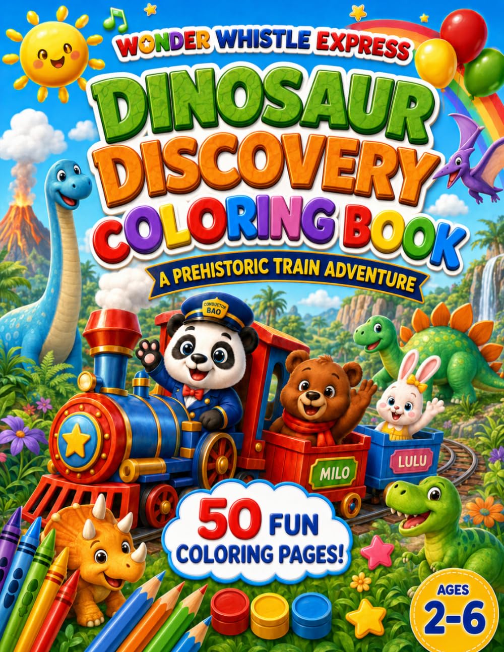 Wonder Whistle Express Dinosaur Discovery Coloring Book: A Prehistoric Train Adventure