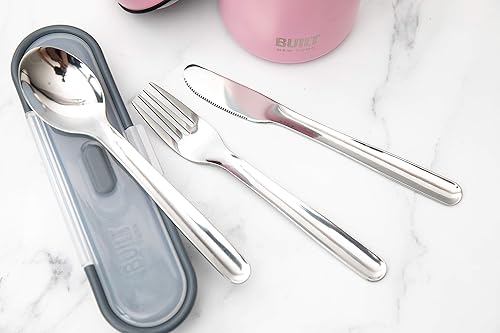 Miniatura 4 de BUILT Juego de cubiertos de viaje en estuche, cuchara de acero inoxidable 188, cuchillo y tenedor, 7.9 x 2.4 x 1.2 in