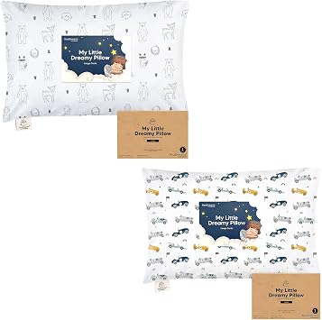 KeaBabies Toddler Pillow with Pillowcase, Jumbo 14X20 - Soft Cotton Toddler Pillows for Sleeping - Machine Washable - Perfect for Travel, Toddler Bed Set