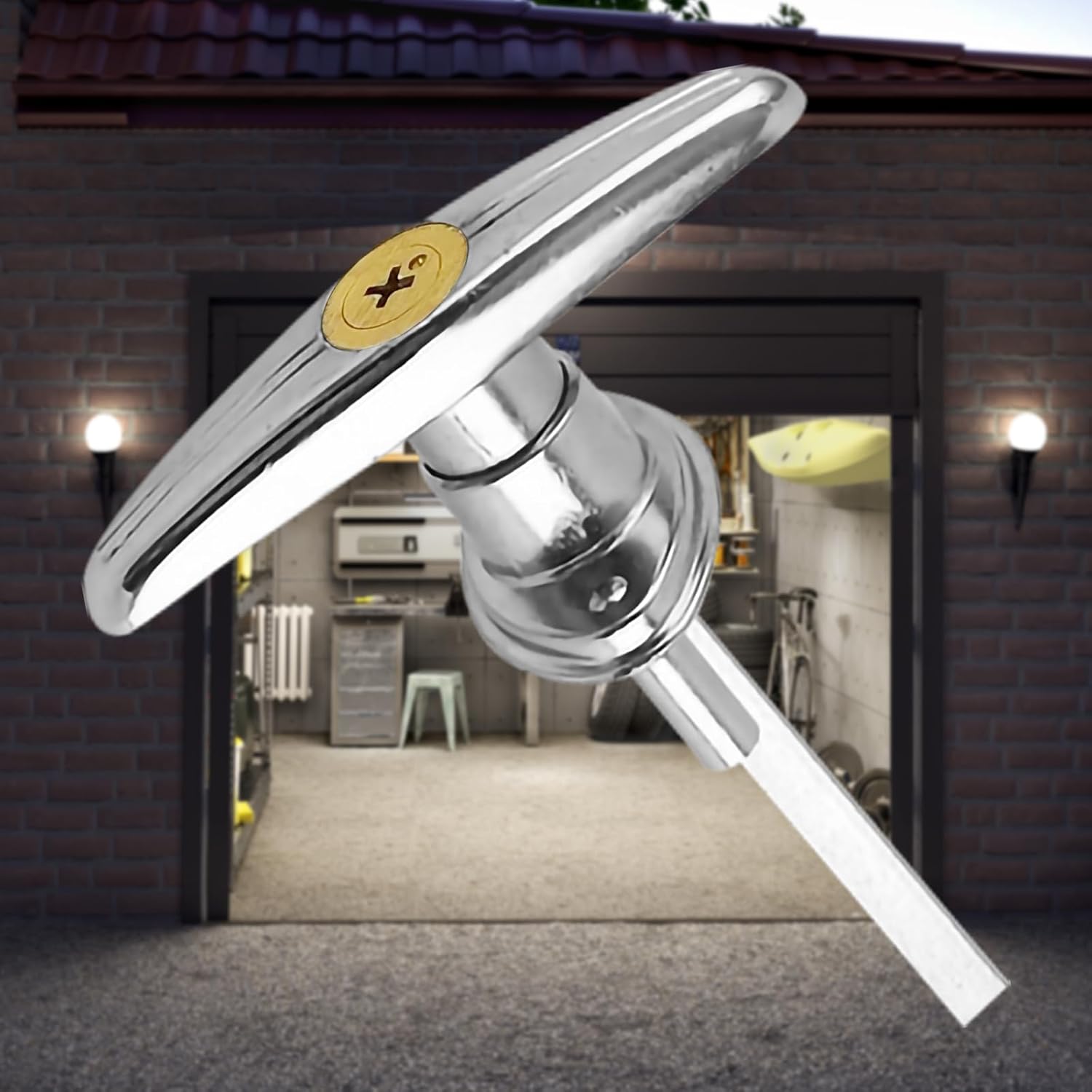 1 Set Garage Door Lock T Handle Universal Replacement Hardware Locking for Manual Open with 4 Keys Garage Door Emergency Release Lock Kit