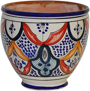 Treasures of Morocco Flower Pot Moroccan Spanish Garden Drain Hole Ceramic Planter Handmade