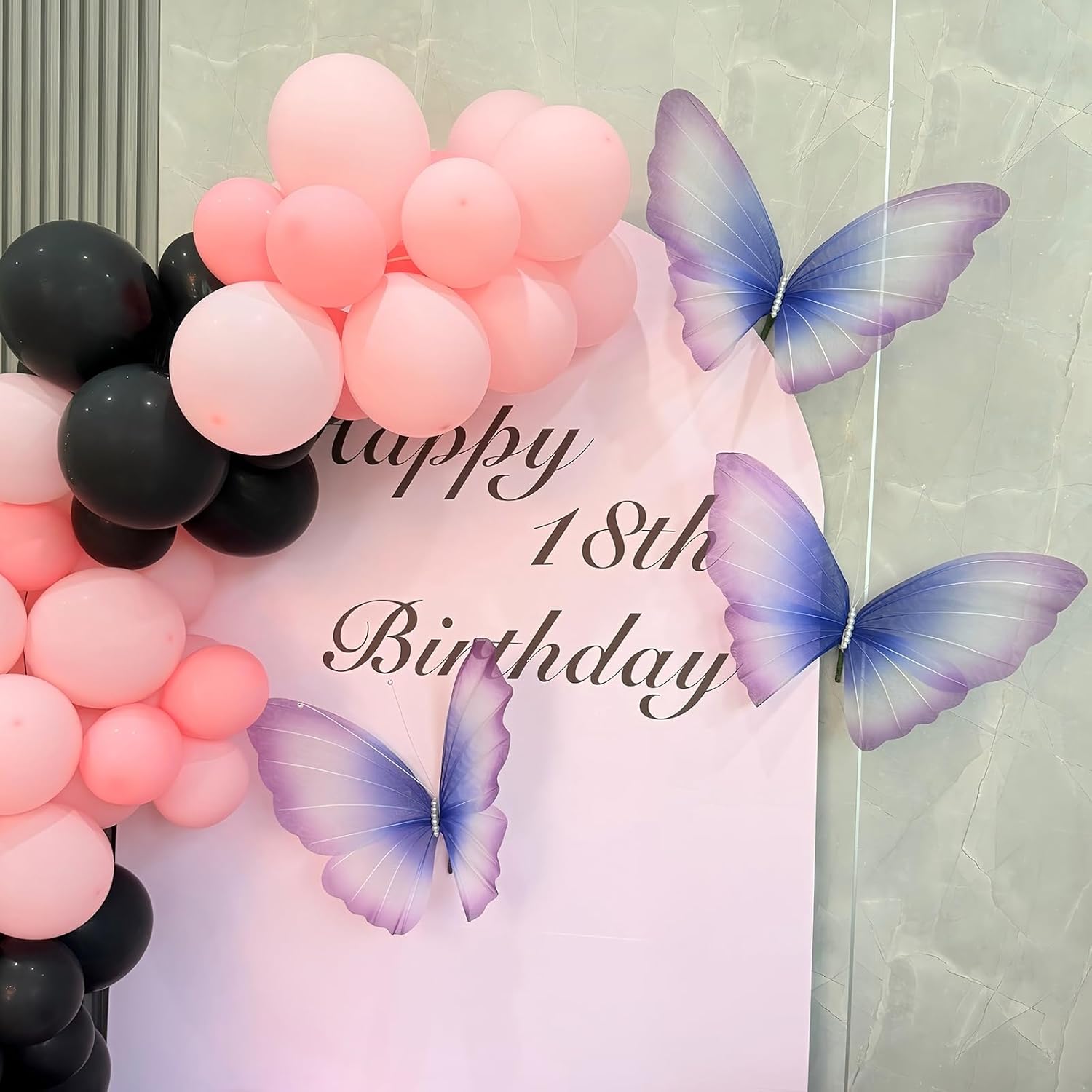 3Pcs Large Silk Butterfly Decorations,Big Butterfly Decoration with Standing Base,Mariposas Grandes Para Decoracion for Wedding Birthday Party Decor Ideal for Home and Event Decorations(Red Yellow)