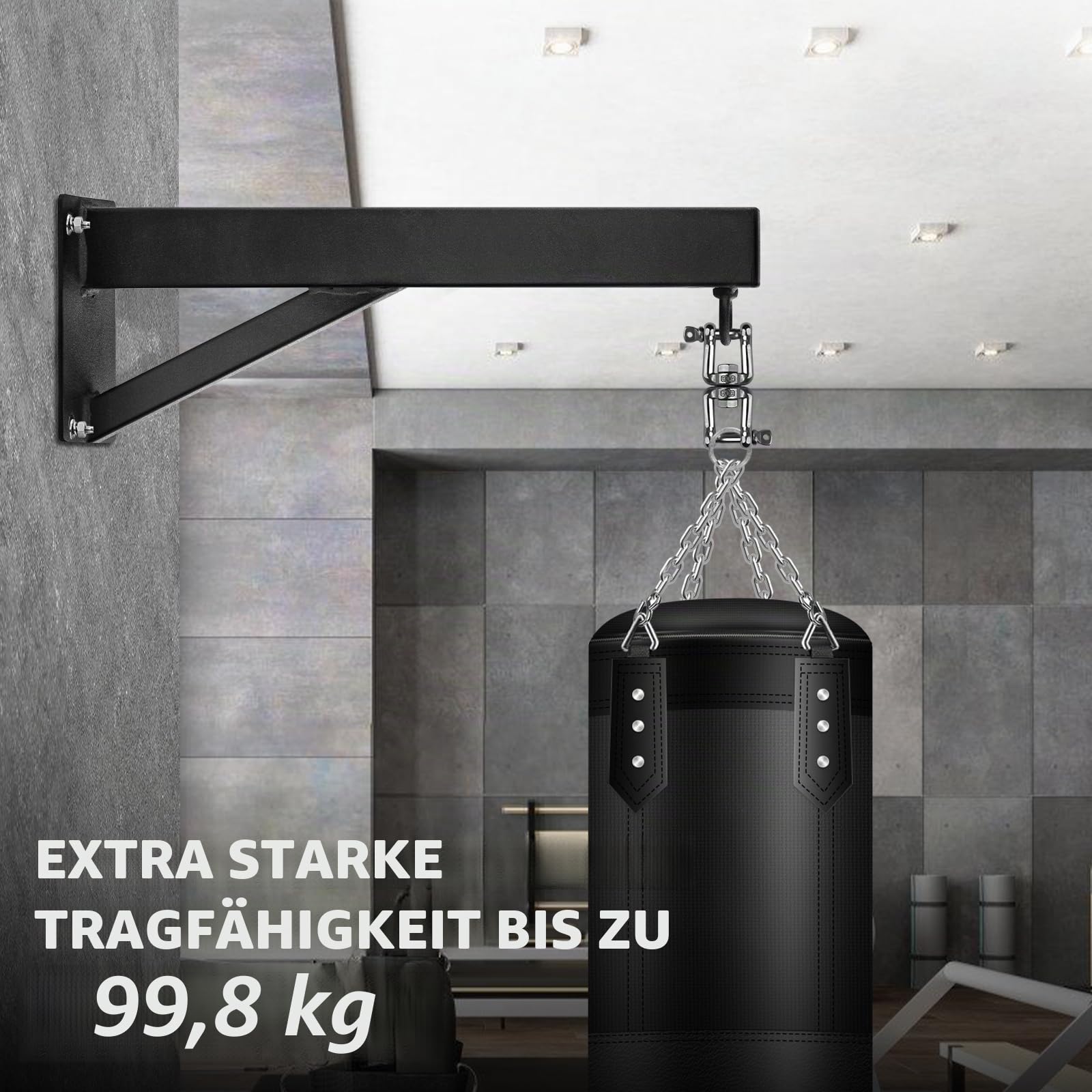 Boxsack Halterung, Wandhalterung für Boxsäcke, schwerer Aufhänger mit einer Belastbarkeit von 100 kg, geräuschlose Rotation für das Home Gym, Indoor- und Outdoor-Boxtraining
