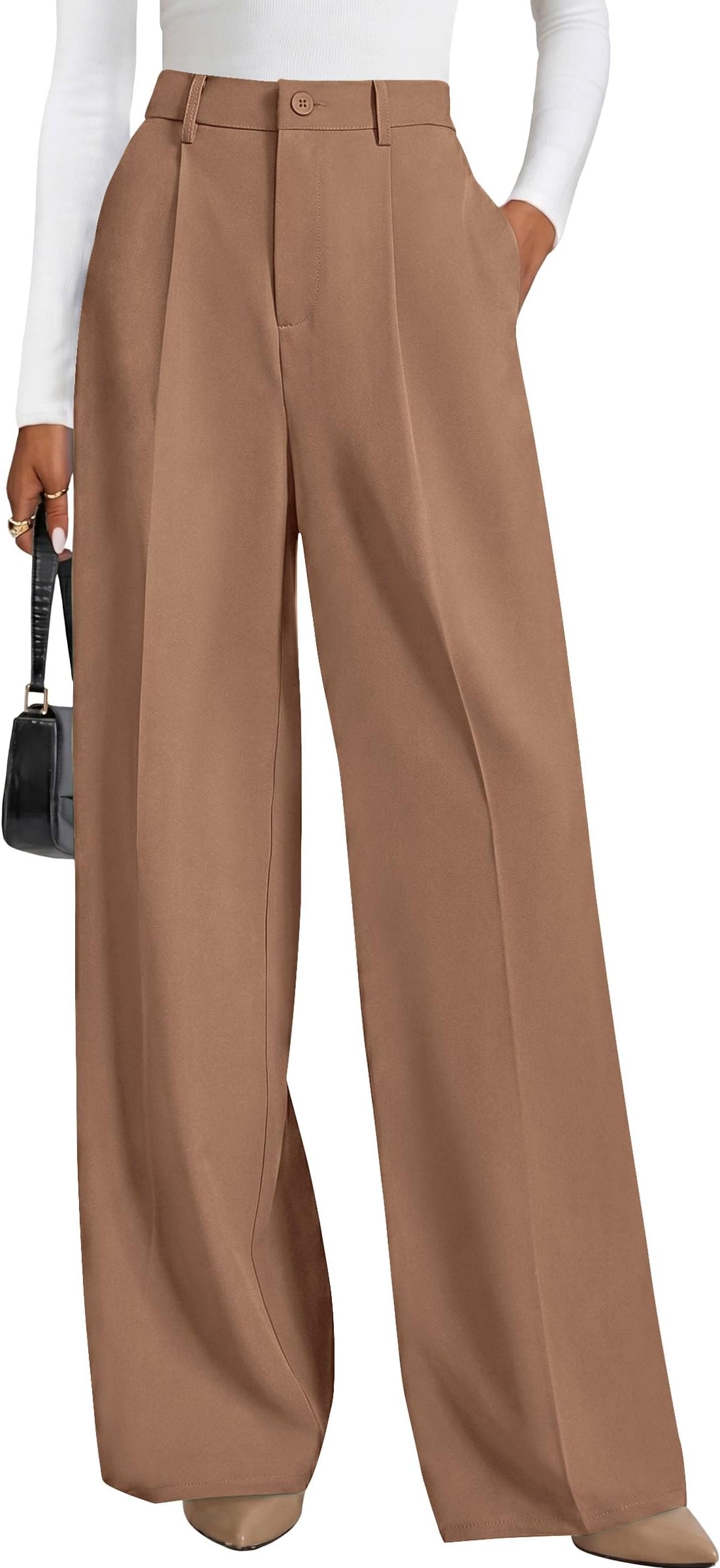 PRETTYGARDEN Wide Leg Pants for Women Trendy 2026 Fall High Waisted Business Casual Outfits Work Pant Trousers
