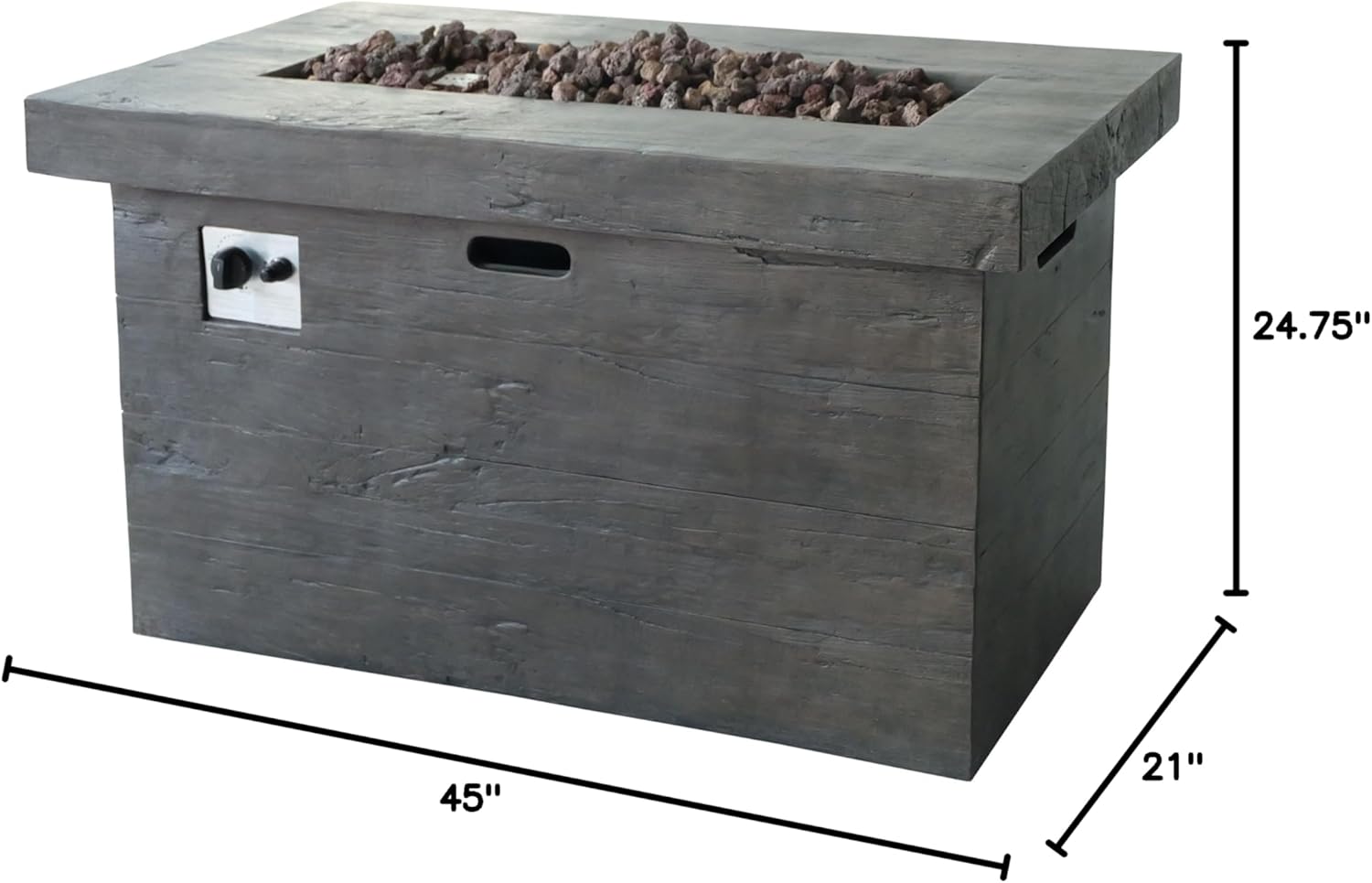 Great Deal Furniture Outdoor Rectangular Fire Pit, Brown