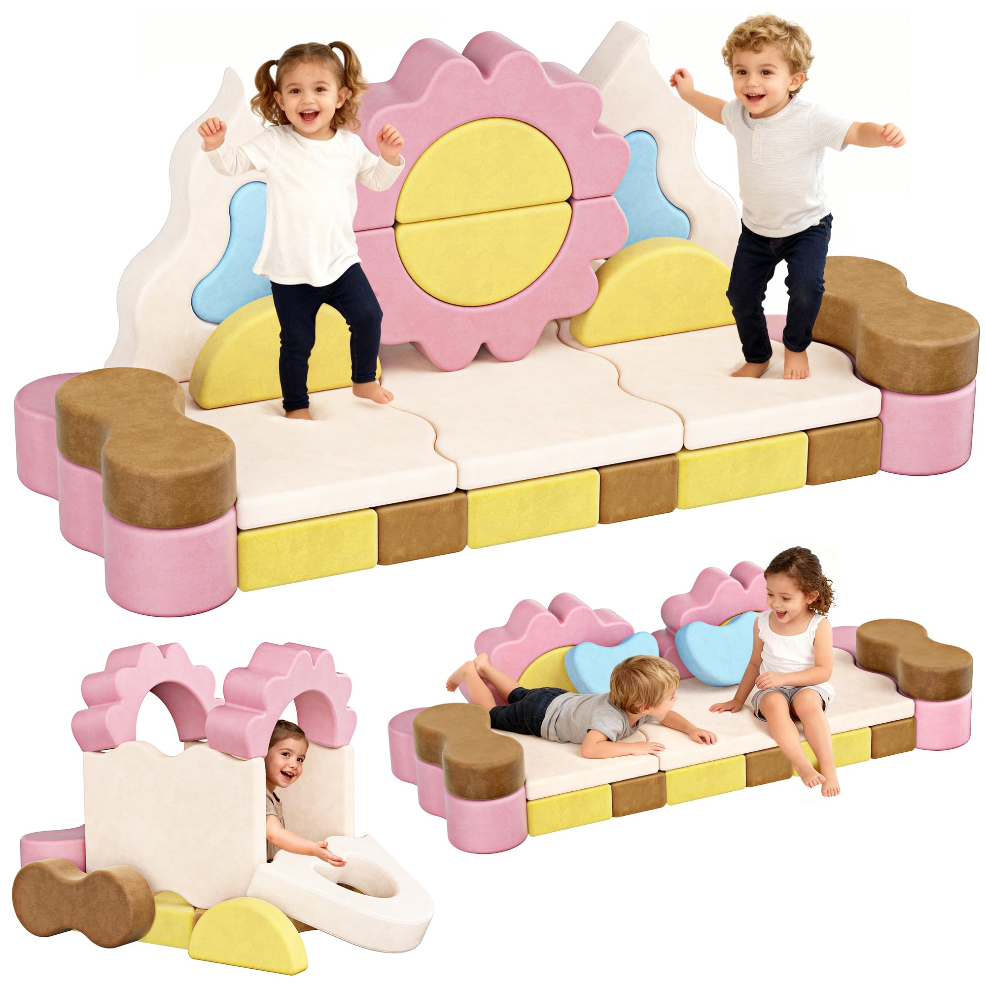 CoziBB 23Pcs Modular Kids Play Couch, Toddler Couch with Convertible and Multifunctional Foam for Inspiring Child Creativity, Kids Couch for Playroom