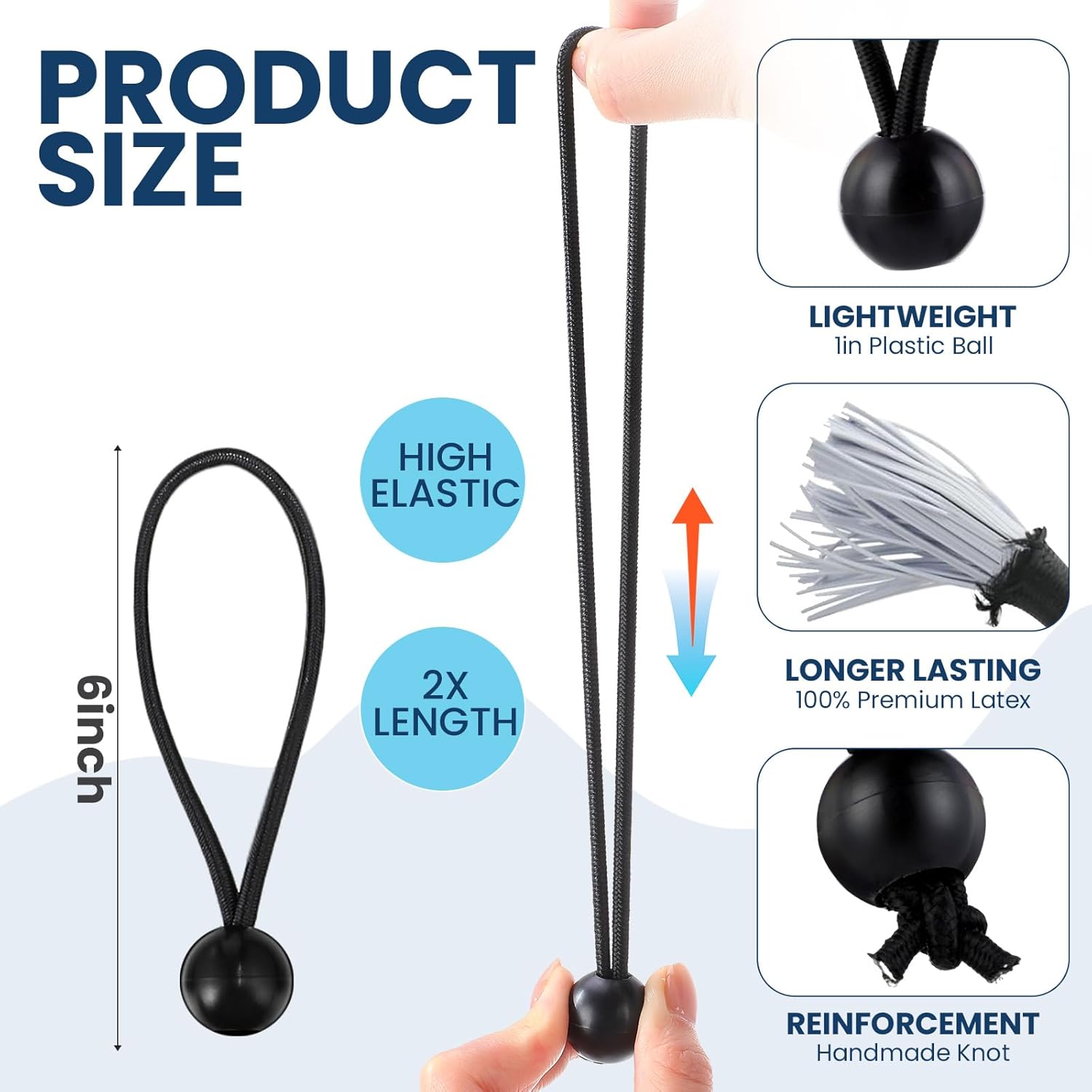 100 Pcs 6 Inch Ball Bungee Cords Tarp Tie Downs Bungee Cords with Balls Heavy Duty Outdoor Tarp Straps for Canopy Shelter Camping Cargo Tent Poles UV Resistant