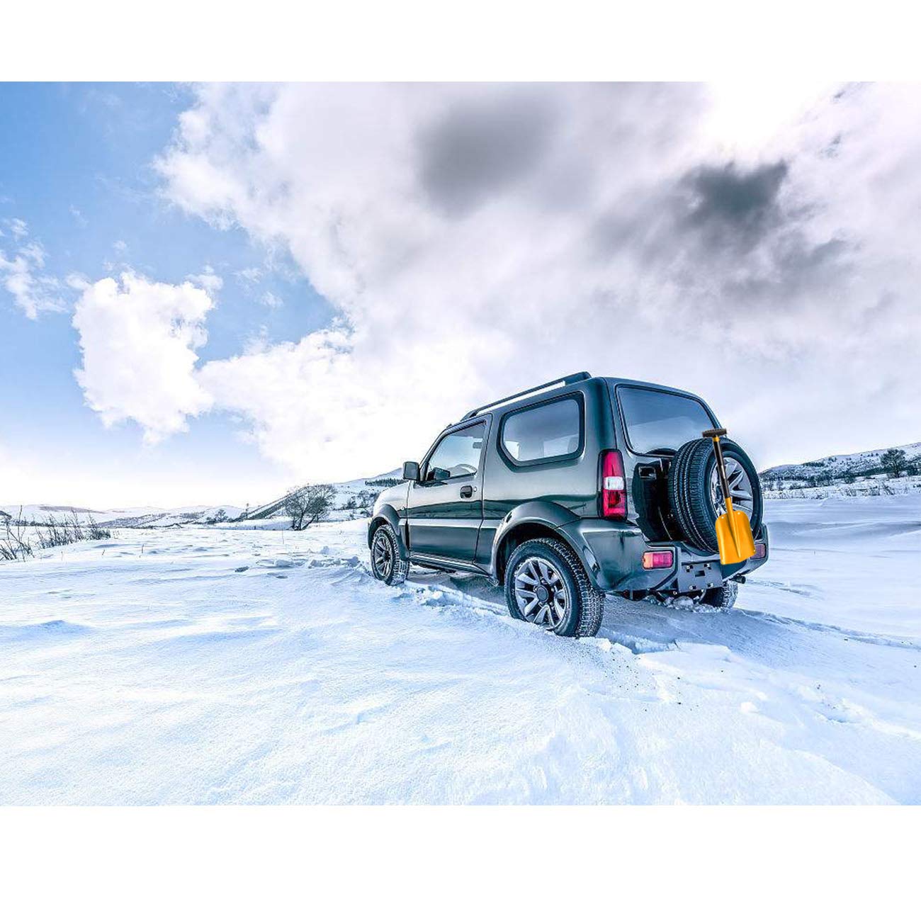 OVERMONT Pala da Neve Portatile Staccabile - Pala Neve con Pala Piccolo per Rimozione Neve - Borsa da Trasporto Manico PP per Auto Giardinaggio