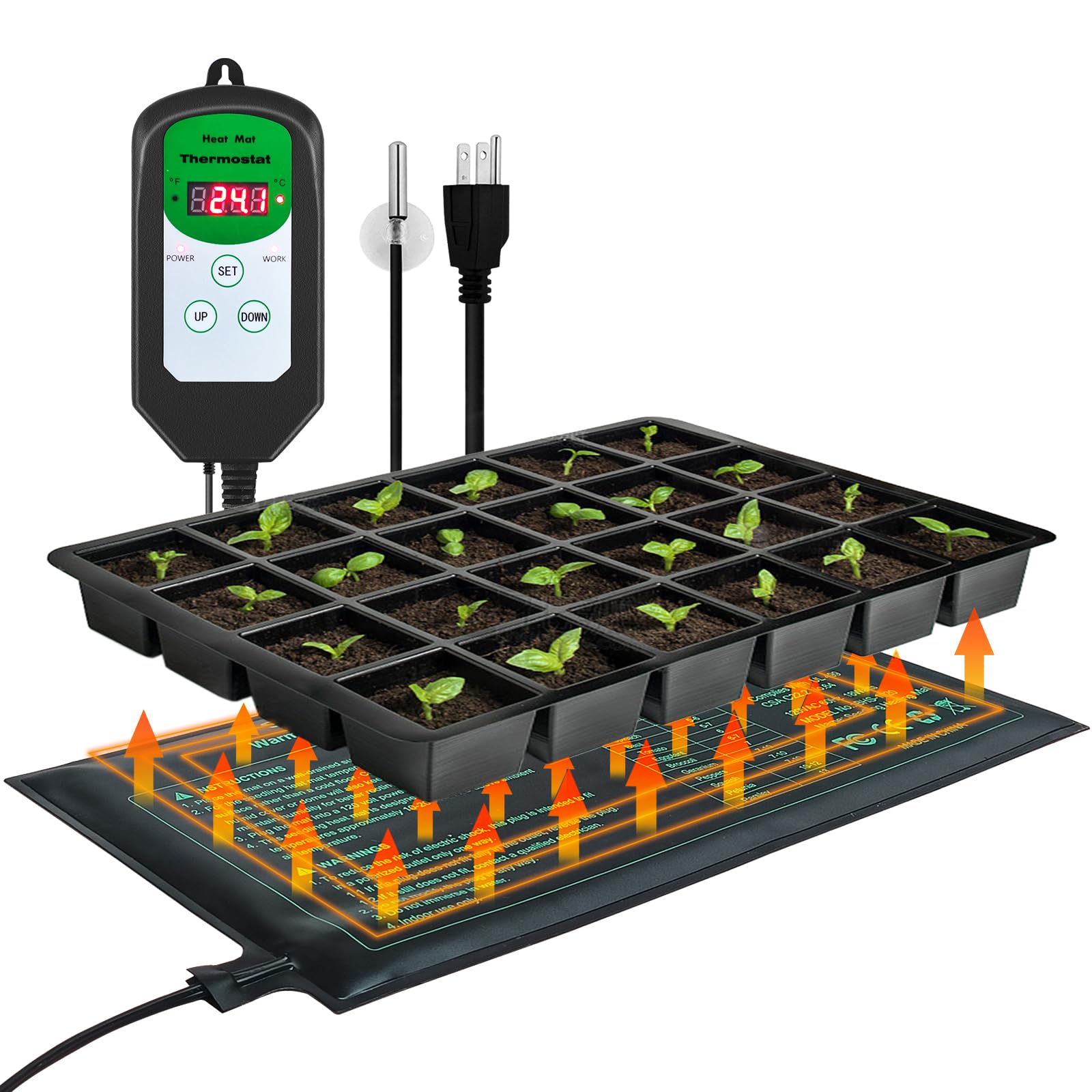 Amazon.com : Seedling Heat Mat with Thermostat Combo Kit,10 x 20.75 in Plant  Heating Mat for Seed Starting,Seed Starter Plant Warming Pad for Seedling  Germination,Hydroponic Plant/Reptile Heating Pad : Patio, Lawn u0026