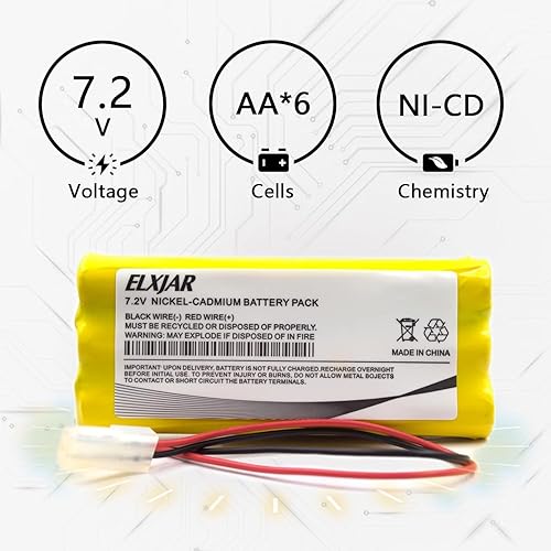 Miniatura 5 de Paquete de 2 baterías de repuesto de Ni-CD de 7.2 V 900 mAh para 118-0017 Synergistic, CUSTOM-315 DANTONA, NIC0626 Interestatal, OSA026 OSI luz de