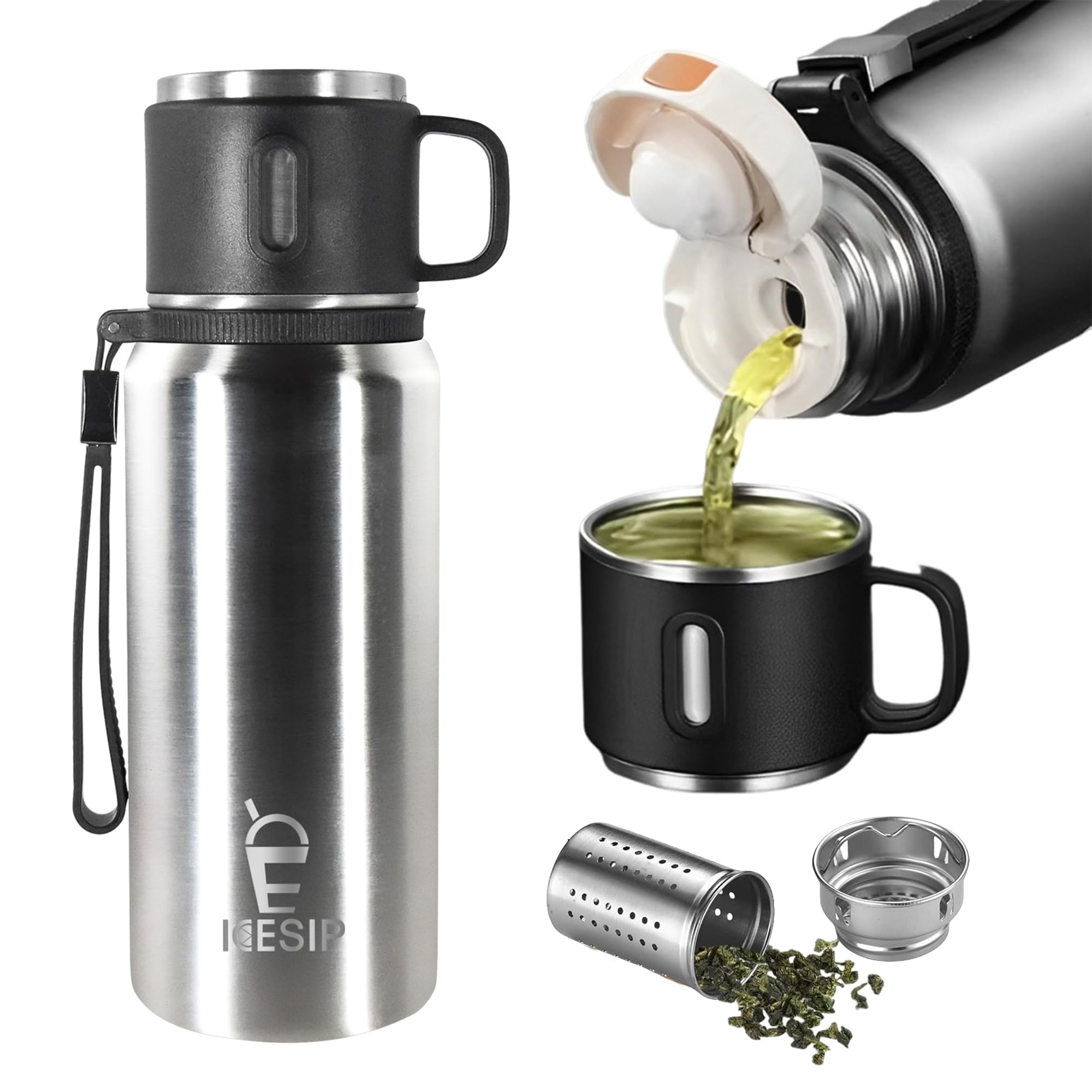 Thermos JDG-350C WH - Taza Aislada Al Vacío, 0.35L, Color Blanco
