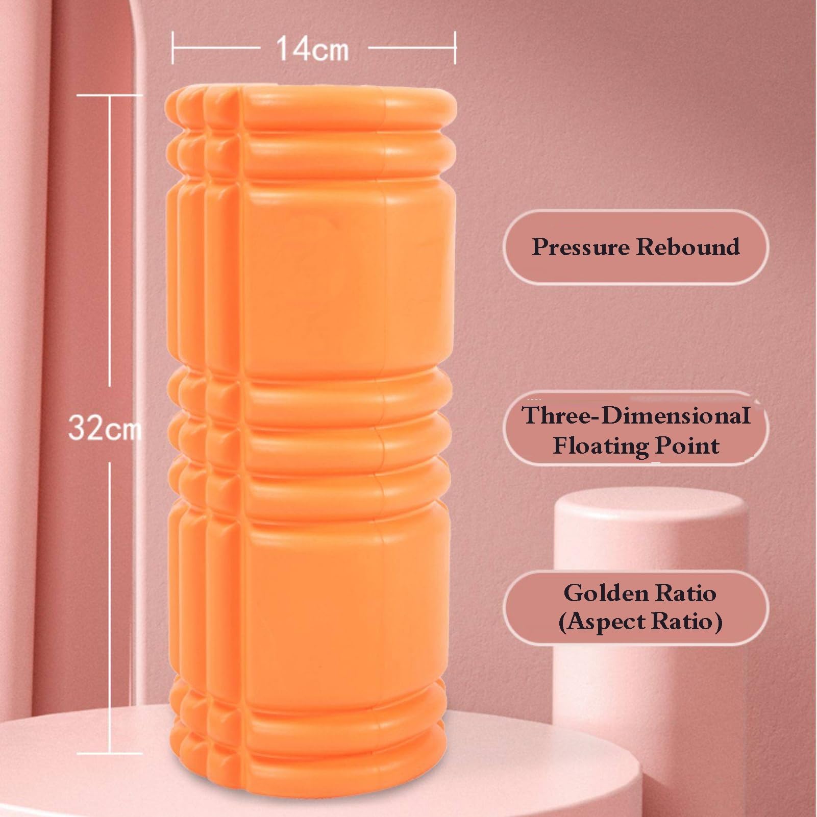 Wałek Piankowy Do Jogi Pilates, Masażu Tkanek Głębokich | Teksturowany wałek do masażu mięśni EVA 3D do jogi i rozciągania pilates(Orange)