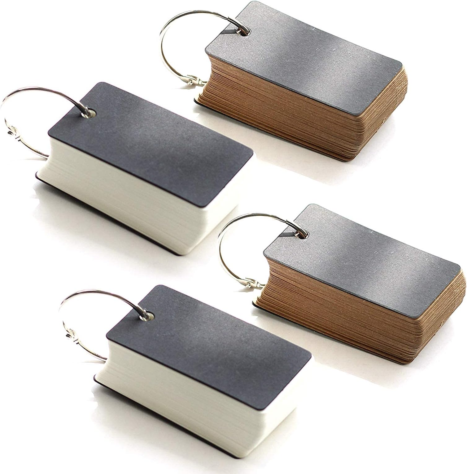 Flash Cards With Ring - Kraft Paper Index Card Stock Study Cards, Memo Scratch Pads, Mini Notepads for Learning, Working (4 Pcs, 100 Sheets Each)