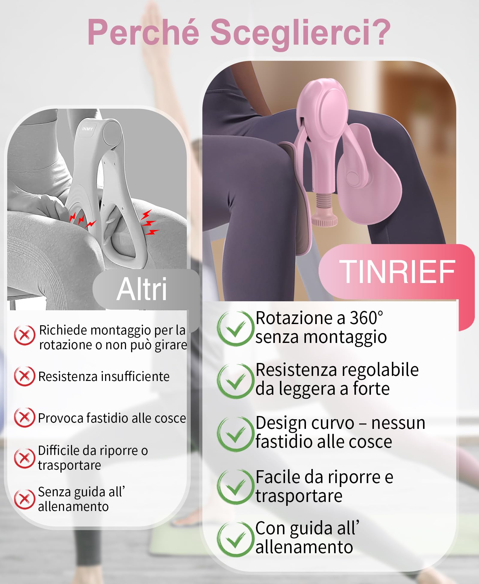 Beckenbodentrainer Donna Attrezzo Interno Coscia Pavimento Pelvico Attrezzi Casa Allenamento Pilates Glutei Addominali Gambe Braccia Fitness Donna e Uomo