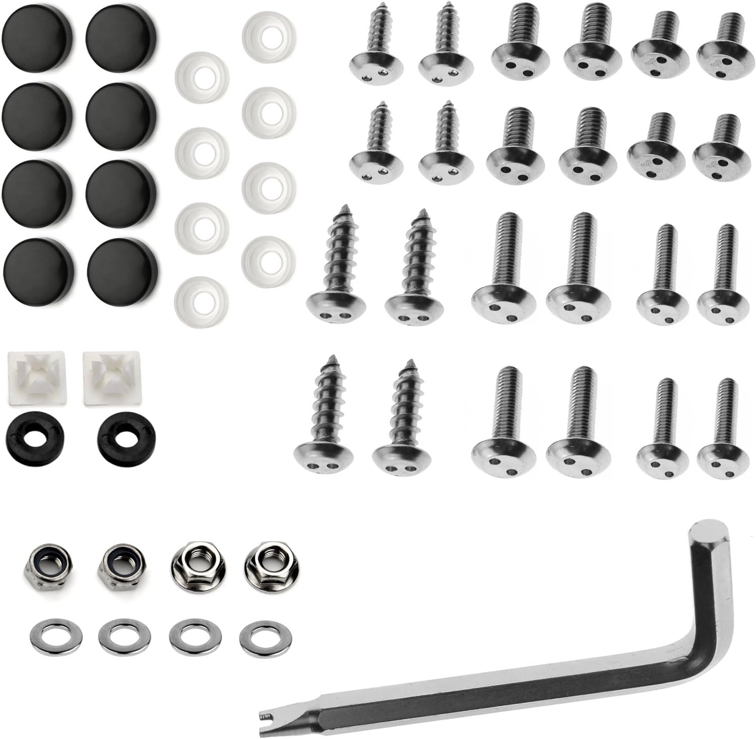 Plate Frame Screws Fasteners + Black Screw Caps