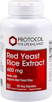 PROTOCOL FOR LIFE BALANCE Red Yeast Rice 600 mg - Made with Organic Red Yeast Rice - Dairy Free & Egg Free - 90 Veg Capsules