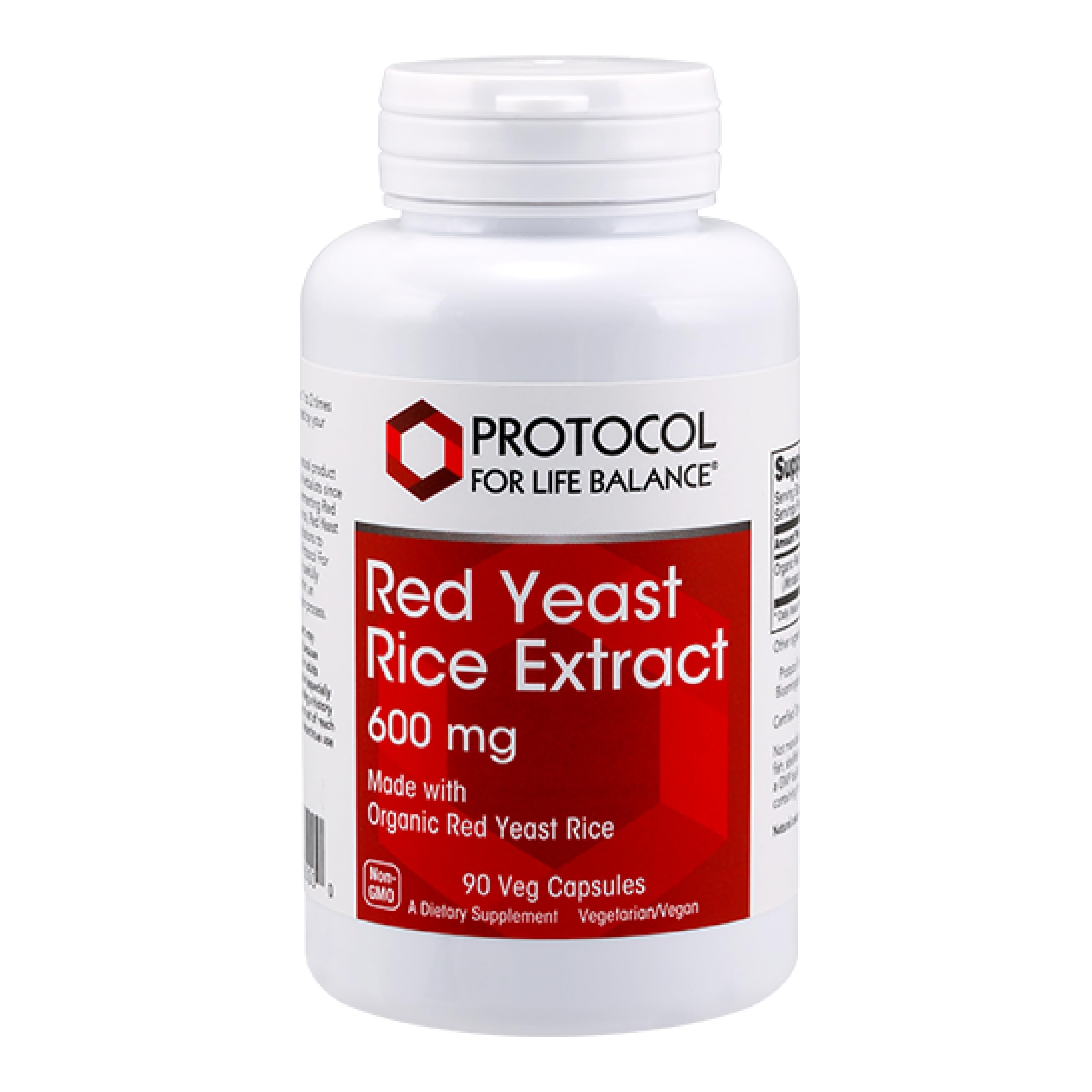 Protocol Red Yeast Rice 600 mg - Made with Organic Red Yeast Rice - Dairy Free & Egg Free - 90 Veg Capsules