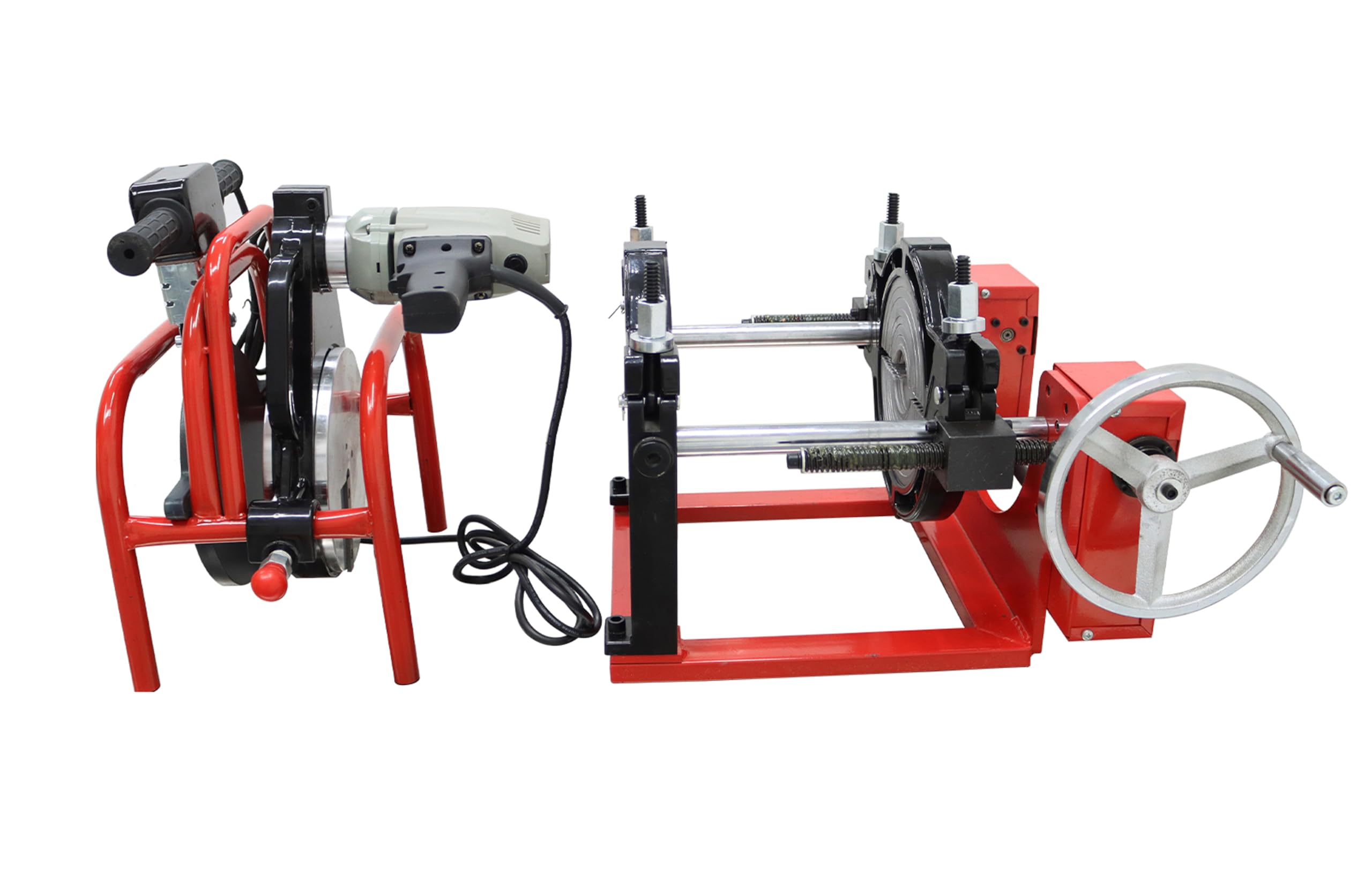 TECHTONGDA Manual Pipe Welder Electric Tube Butt Fusion Machine Hot Melt Solder for PE PB PVDF PPR 2.48-7.87inch Two Clamps with Hand Wheel