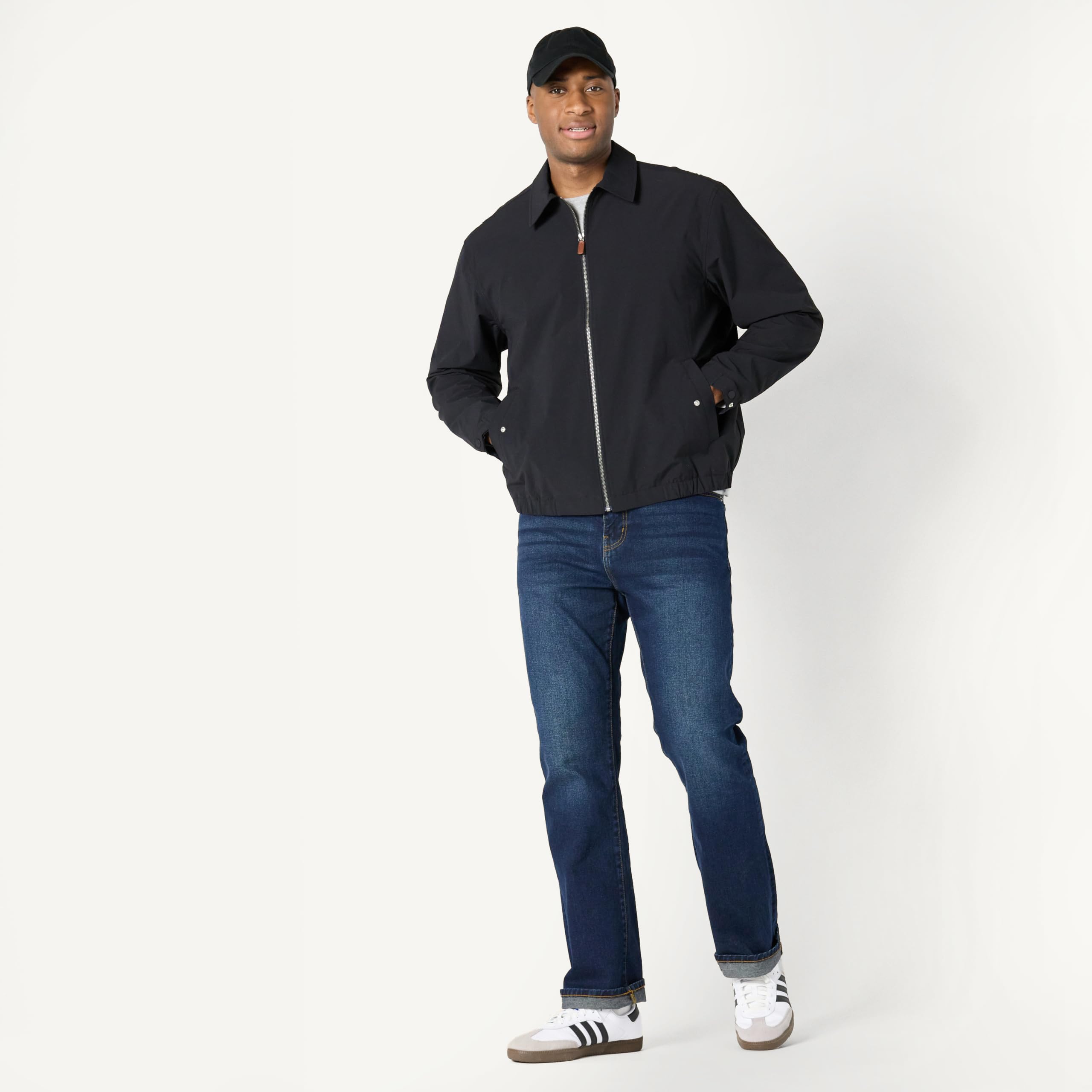 Amazon Essentials Hombre Chaqueta Bomber Elástica, Ligera y Holgada con Cremallera