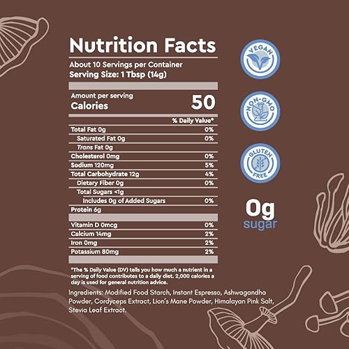 Miniatura 2 de 360 Nutrition Café Instantáneo de Hongos con Cordyceps, Hongos Superfood Melena de León y Ashwagandha para Equilibrio Cognitivo, Memoria y