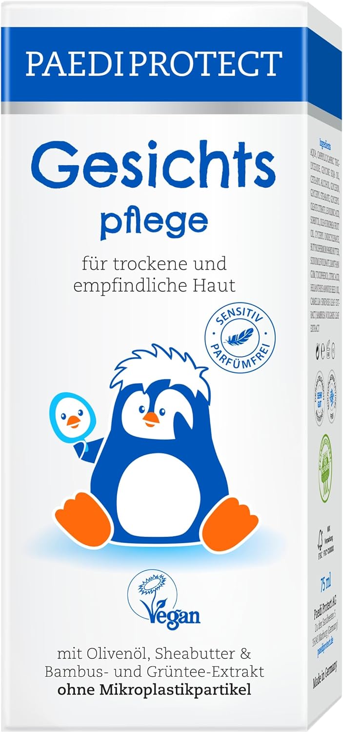 PAEDIPROTECT Baby & Child Face Care Cream 75 ml, Perfume Free and Microplastic, Face Cream, Dry, Sensitive Skin, Vegan Care Products, Skin Calming and Nourishing, Baby Skin Care Lotion