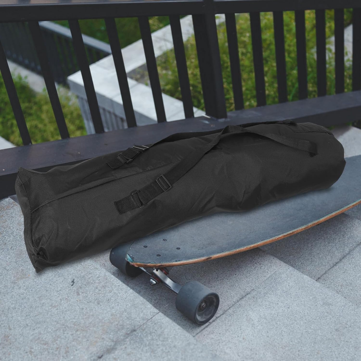 PRETYZOOM Skateboard Backpack with Waterproof 600d Fabric, Thickened Longboard Carry Bag 38x122cm, Portable Rolling Skateboard Travel Sack with Adjustable Shoulder Straps for Students