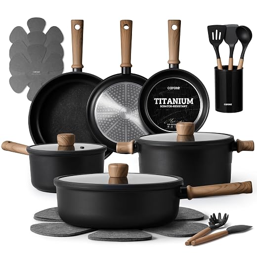 CAROTE 21pcs Pots and Pans Set, Nonstick Cookware Sets