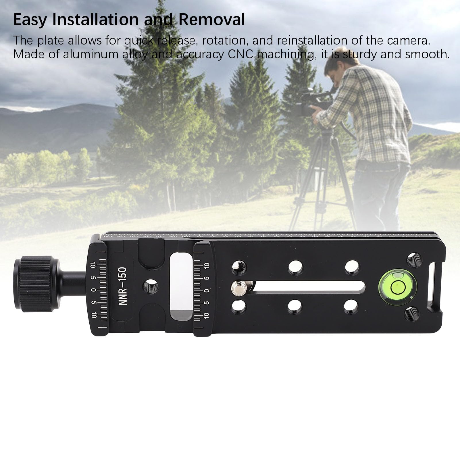Jectse Glissière Nodale de Rail de Caméra, Pince de Plaque à Dégagement Rapide de 150 Mm avec Trou de Vis de 1/4 Po, Compatible Arca pour la Photographie Macro Panoramique