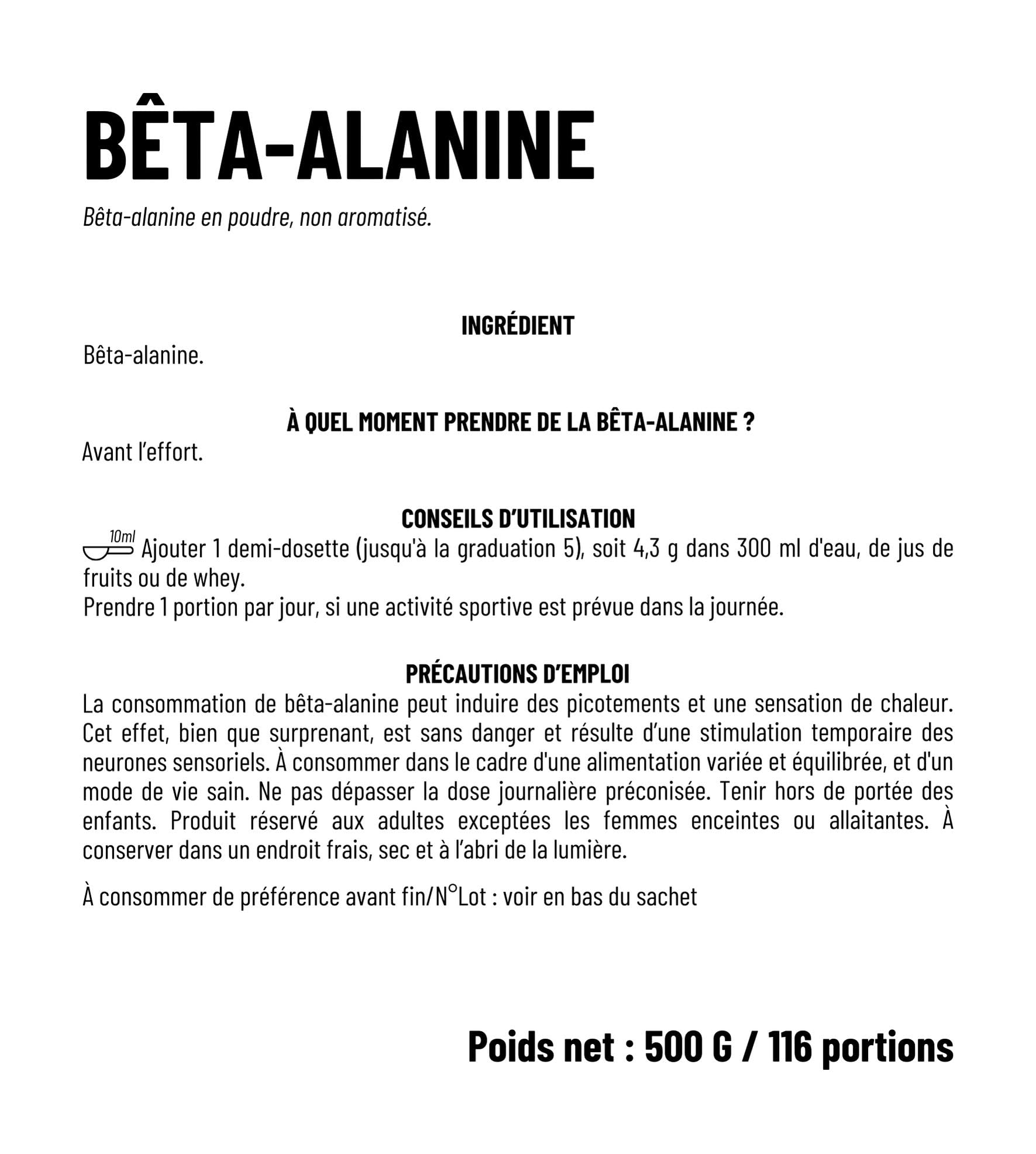 Bêta-Alanine - Acide aminé (500g, Pure)