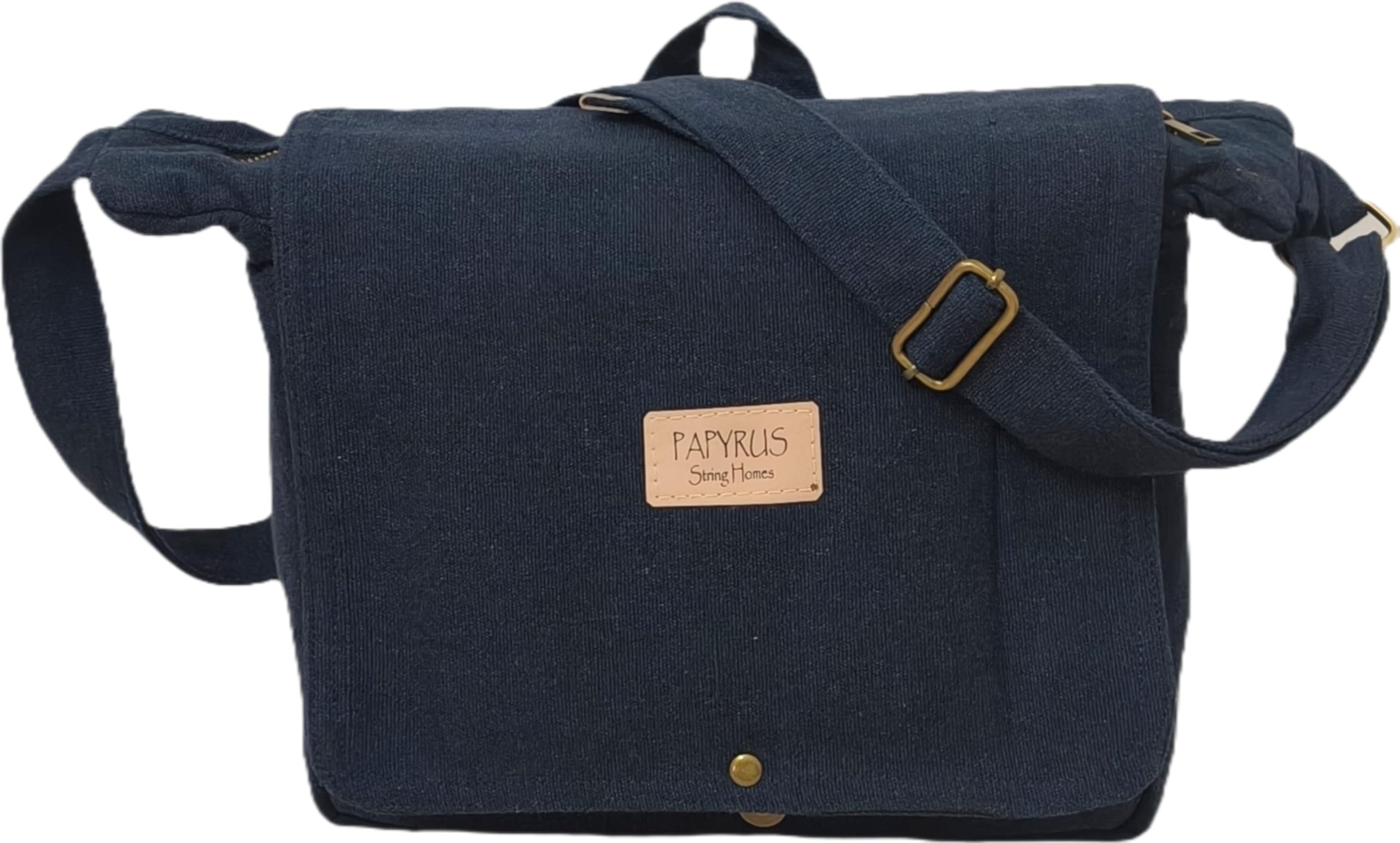 PAPYRUS Handmade Cross Body Sling Messenger CANVAS Bag/ECO FREAK/Brass zipper/Antique color metal fittings/Washable/Longlasting/33x25x10 cm / 8.5 Ltr-image-6